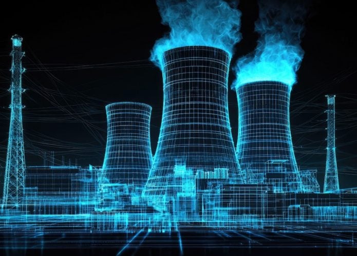 Ilustração digital de usina nuclear