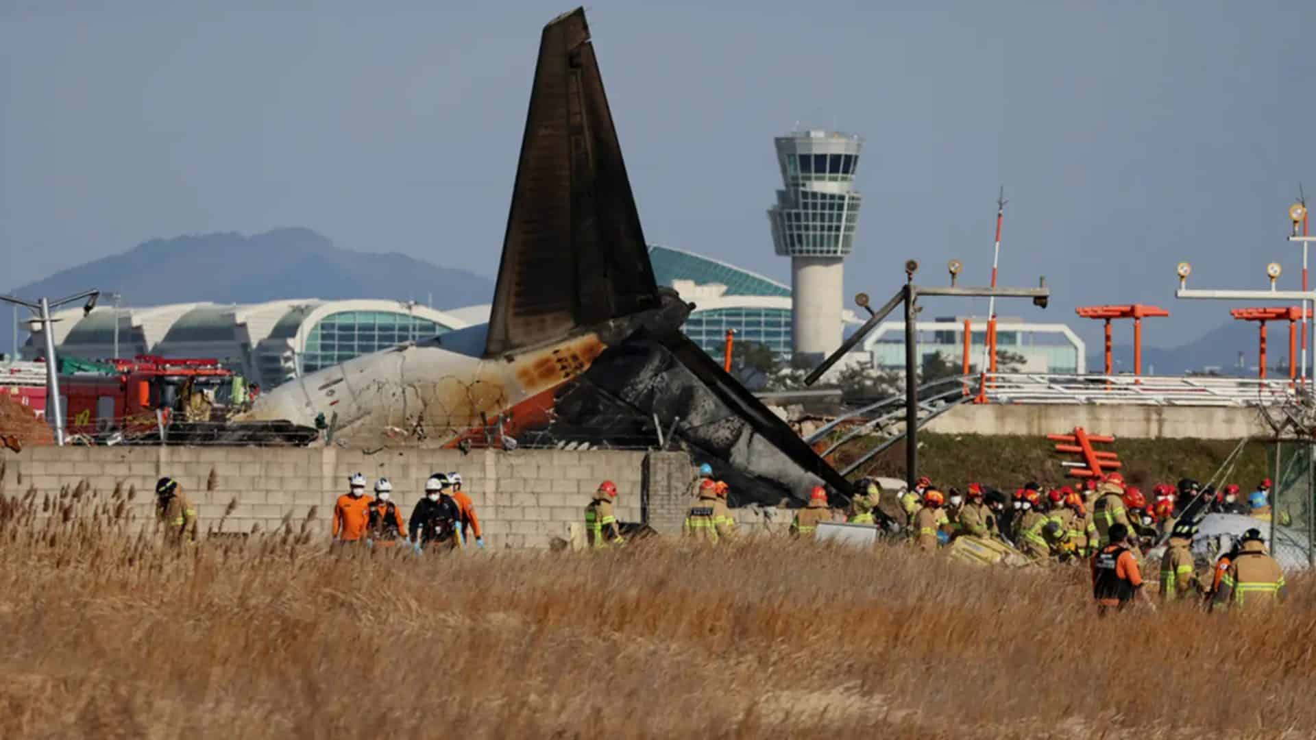 Cena do acidente do avião na Coreia do Sul