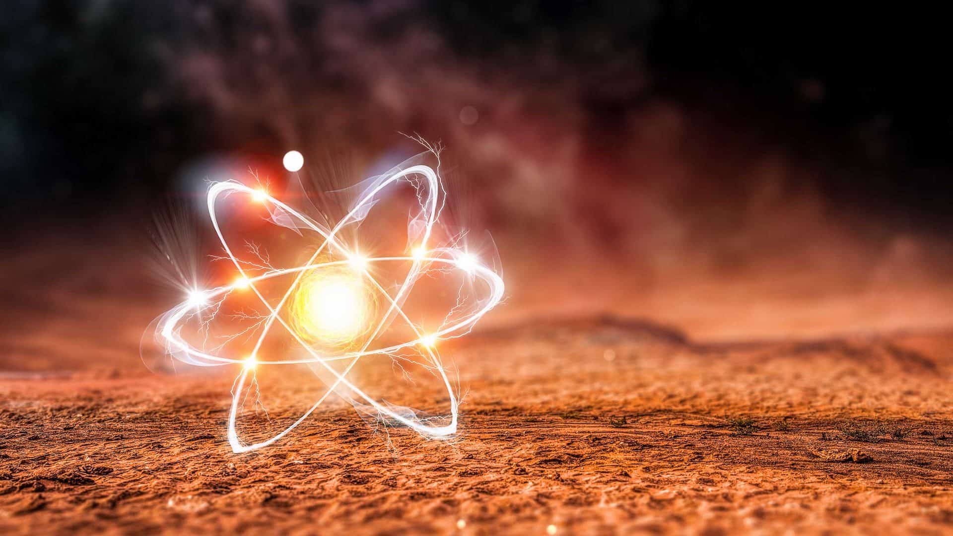 Fusão nuclear em superfície de planeta; átomo