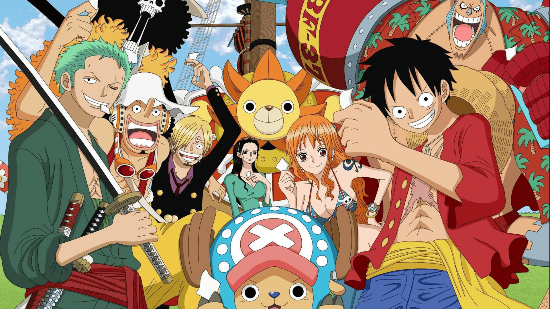 imagem mostra os personagens do anime one piece