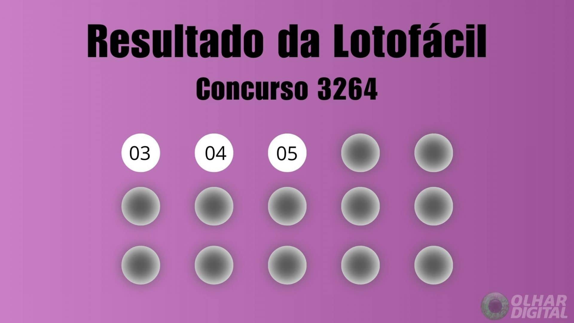 Resultado da Lotofácil concurso 3264: veja os números sorteados