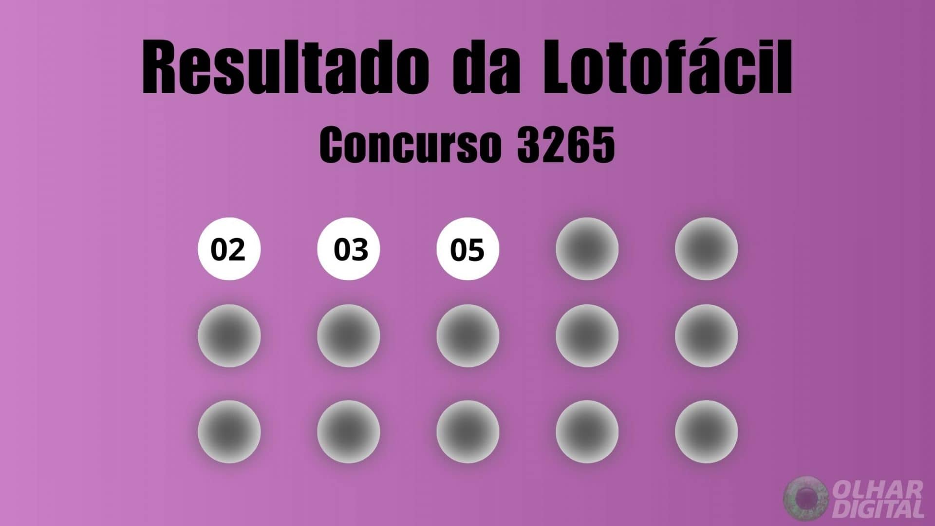 Resultado da Lotofácil concurso 3265: veja os números sorteados