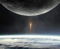 foguete indo da Terra para a Lua