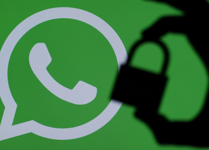 logo do whatsapp e um cadeado fechado