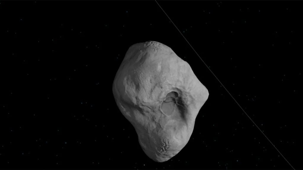Modelo em 3D do asteroide 887 Alinda que vai ficar perto da Terra