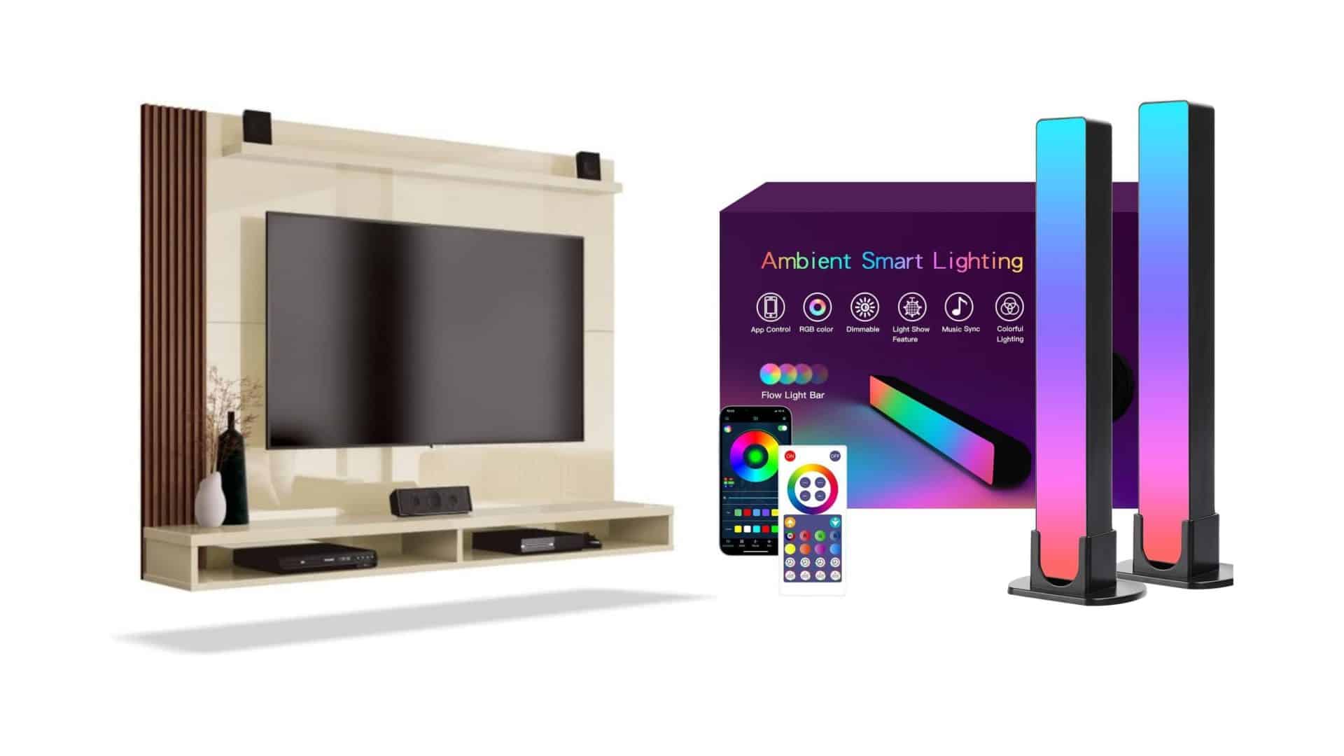 Painel e barra de luz LED para TVs em promoção na Amazon