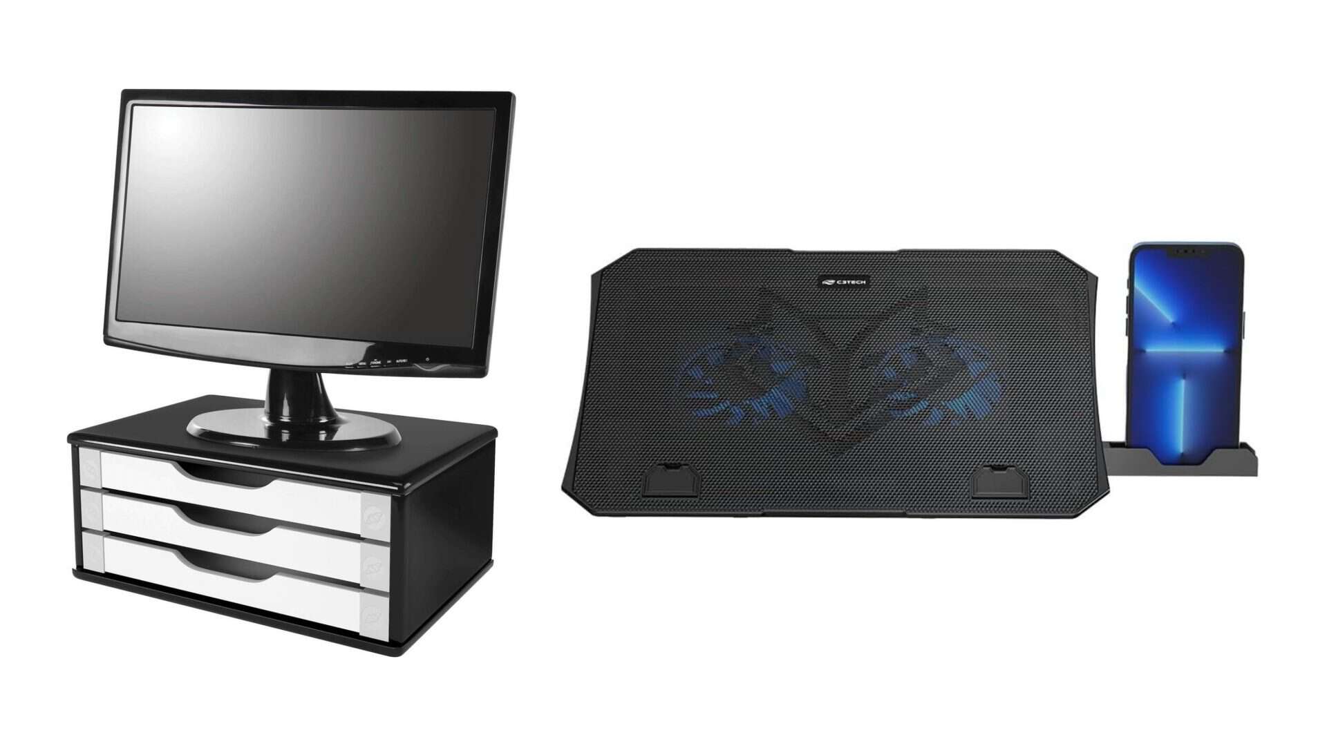 Suporte para monitor e base para notebook em promoção na Amazon