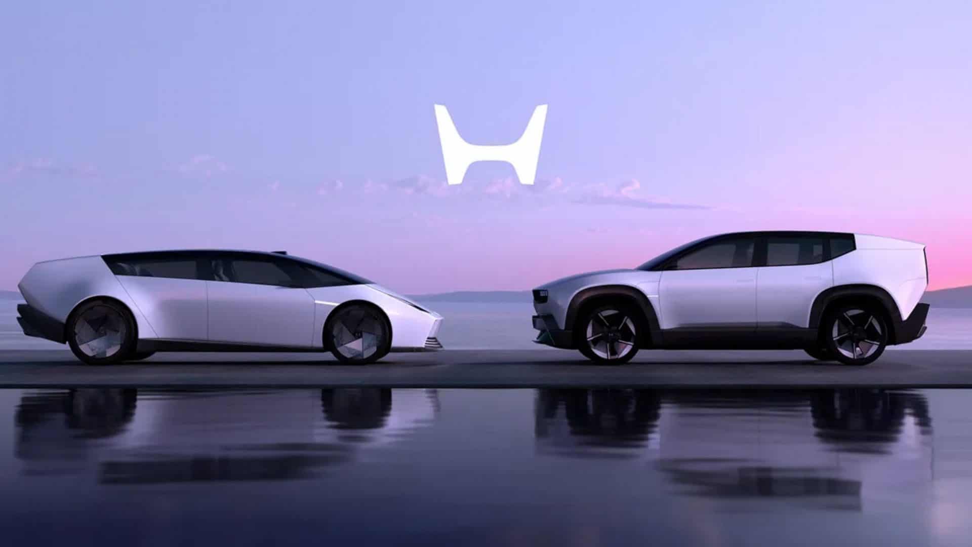 Honda Zero SUV e Honda Zero Saloon frente a frente em imagem promocional
