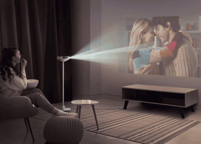 Luminária três em um da LG em funcionamento