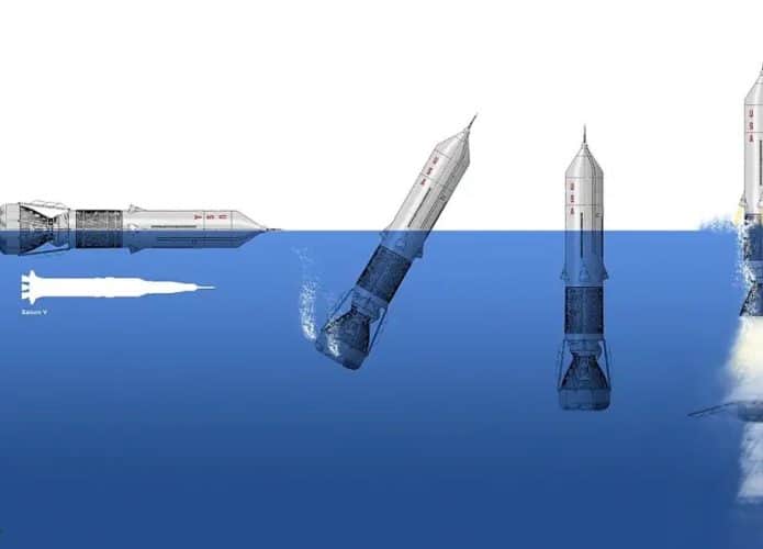 Foguete Sea Dragon da NASA dentro da água