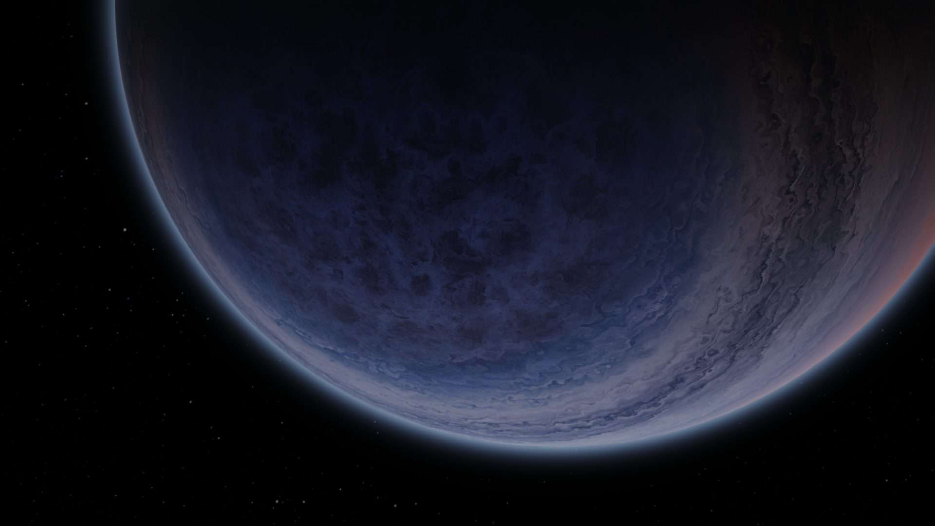 Planeta gasoso gigante com fundo espacial escuro