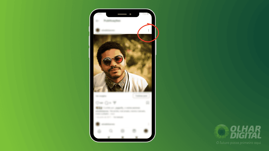 Ilustração de dois smartphones com a tela exibindo o Instagram sobre um fundo verde degradê. No canto inferior direito, há o logotipo do Olhar Digital.