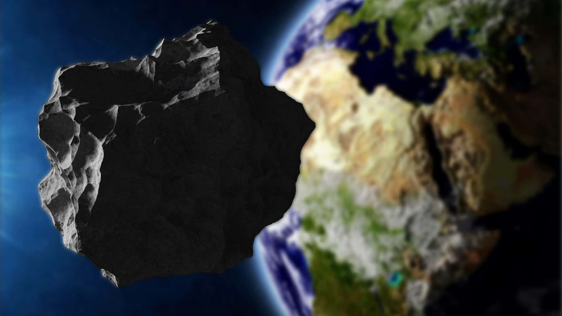 Representação artística de um asteroide em rota de colisão com a Terra