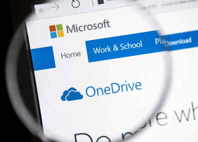 Lupa mostrando o OneDrive em evidência