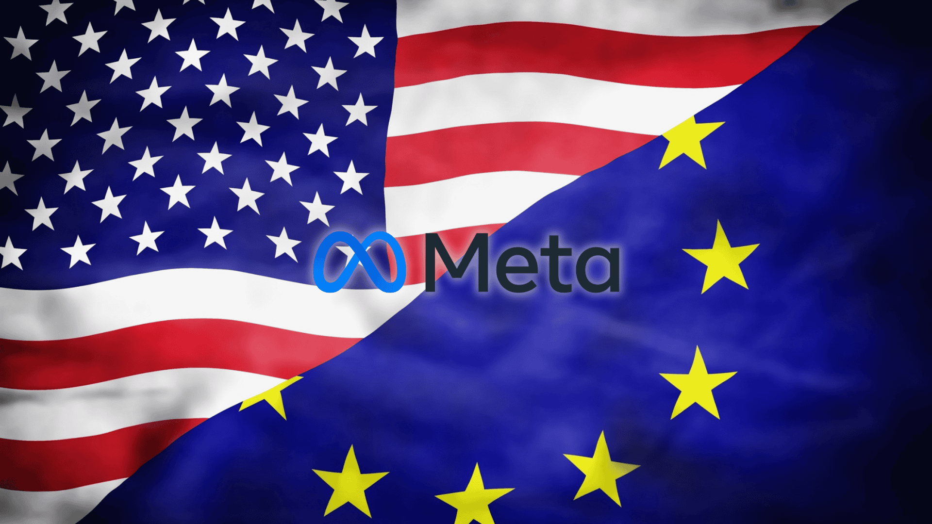 logo da meta sobre as bandeiras de eua e ue