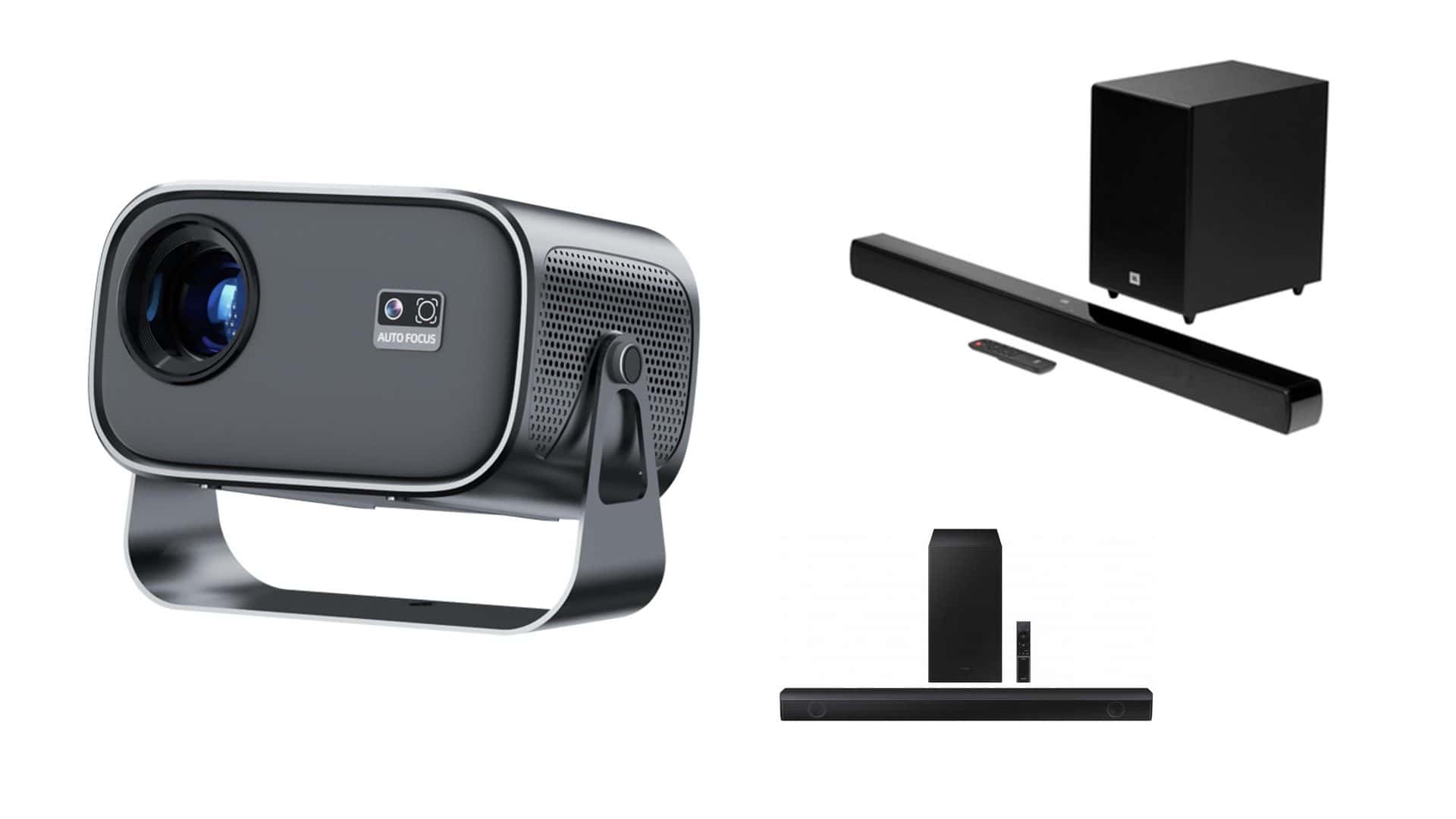 Projetores e soundbars em oferta