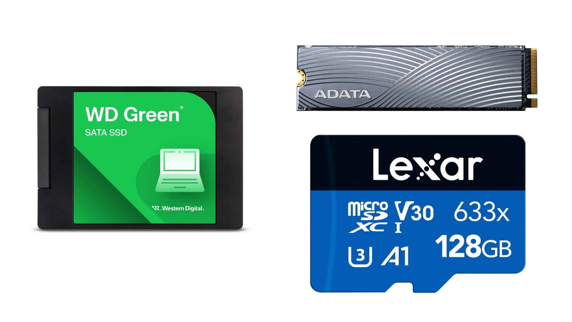 SSD e cartão de memória em oferta
