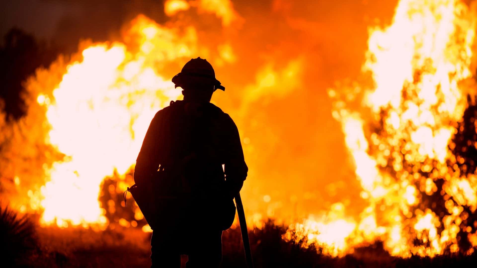 bombeiro combate incêndio