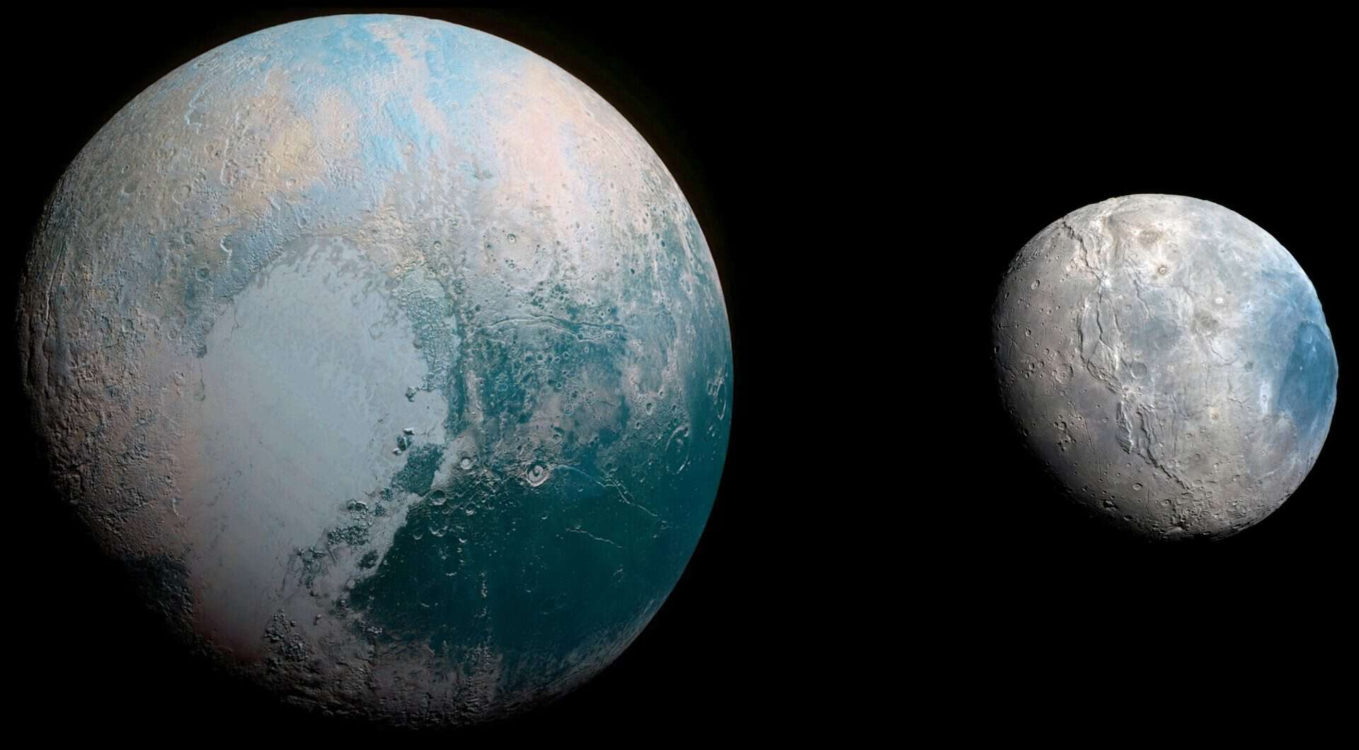 Planeta Plutão e sistema Caronte. Elementos desta imagem foram fornecidos pela NASA.