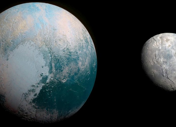 Planeta Plutão e sistema Caronte. Elementos desta imagem foram fornecidos pela NASA.