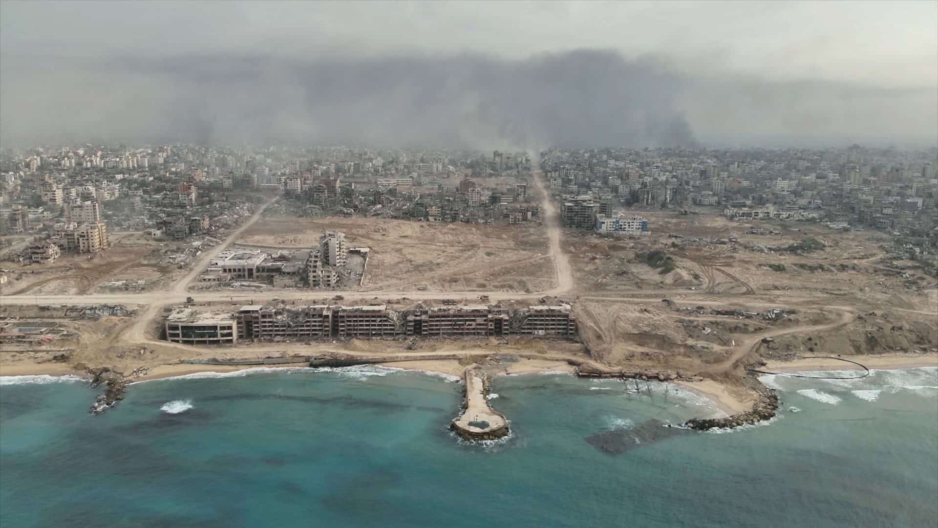 Gaza na cidade de guerra destruída por ataques do idf, vista aérea rara Vista aérea do norte de Gaza na guerra com Israel. Gaza-março,20,2024