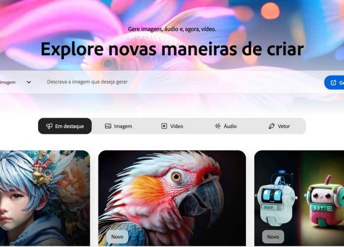 Captura de tela da página sobre o Firefly no site da Adobe