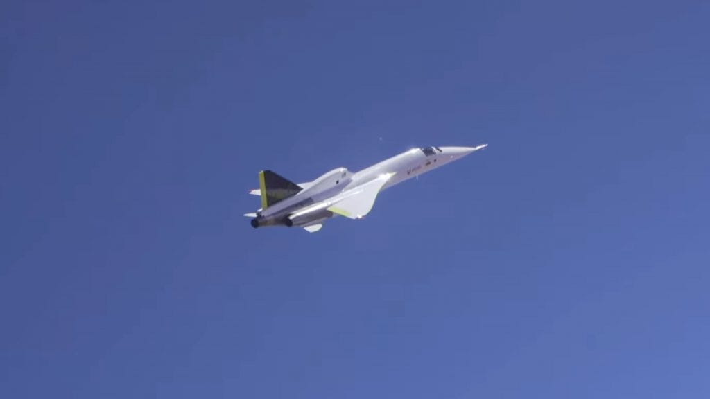 Jato supersônico XB-1, da Boom Supersonic, durante seu último voo de teste