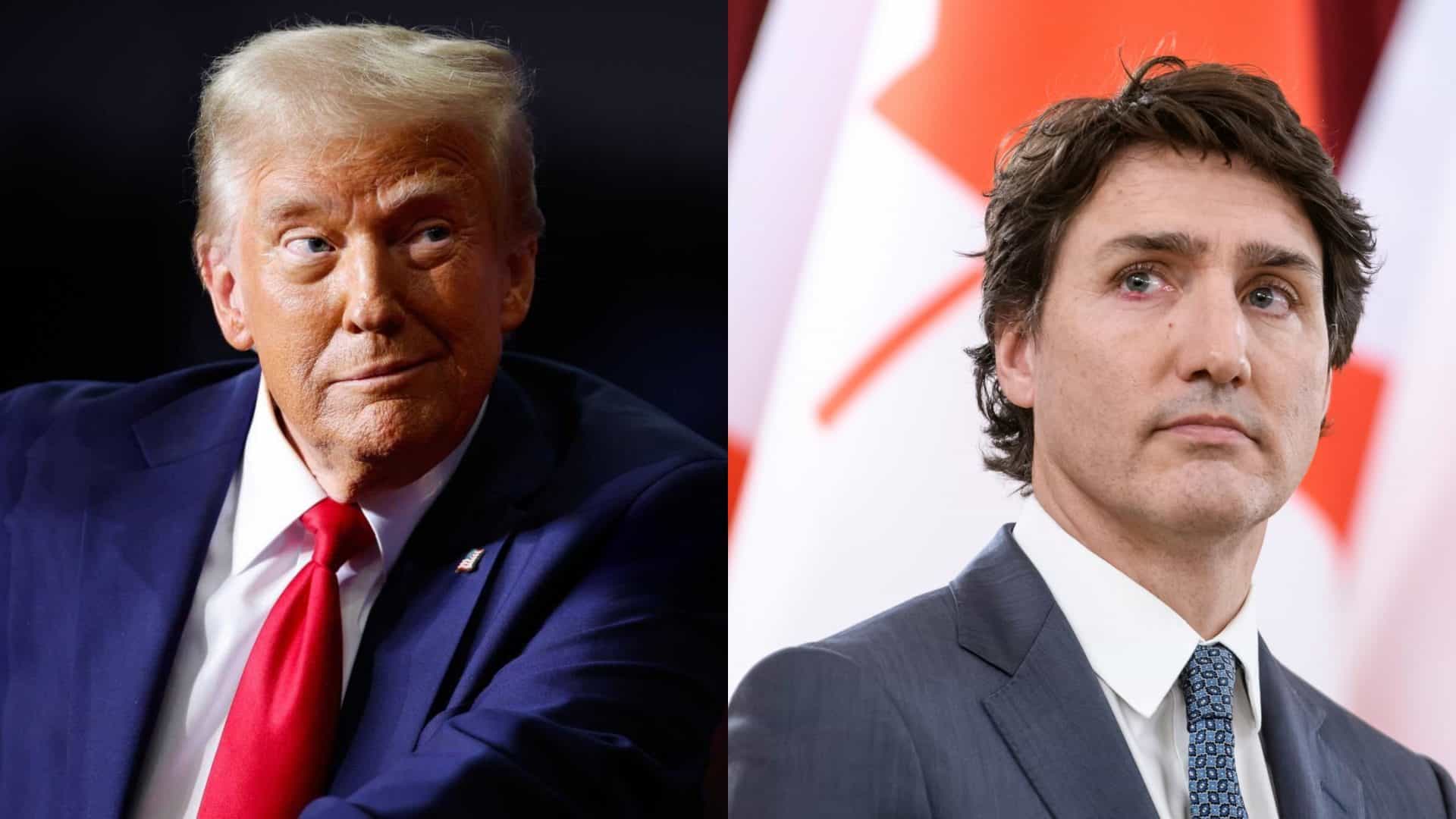 Montagem com fotos de Donald Trump e Justin Trudeau