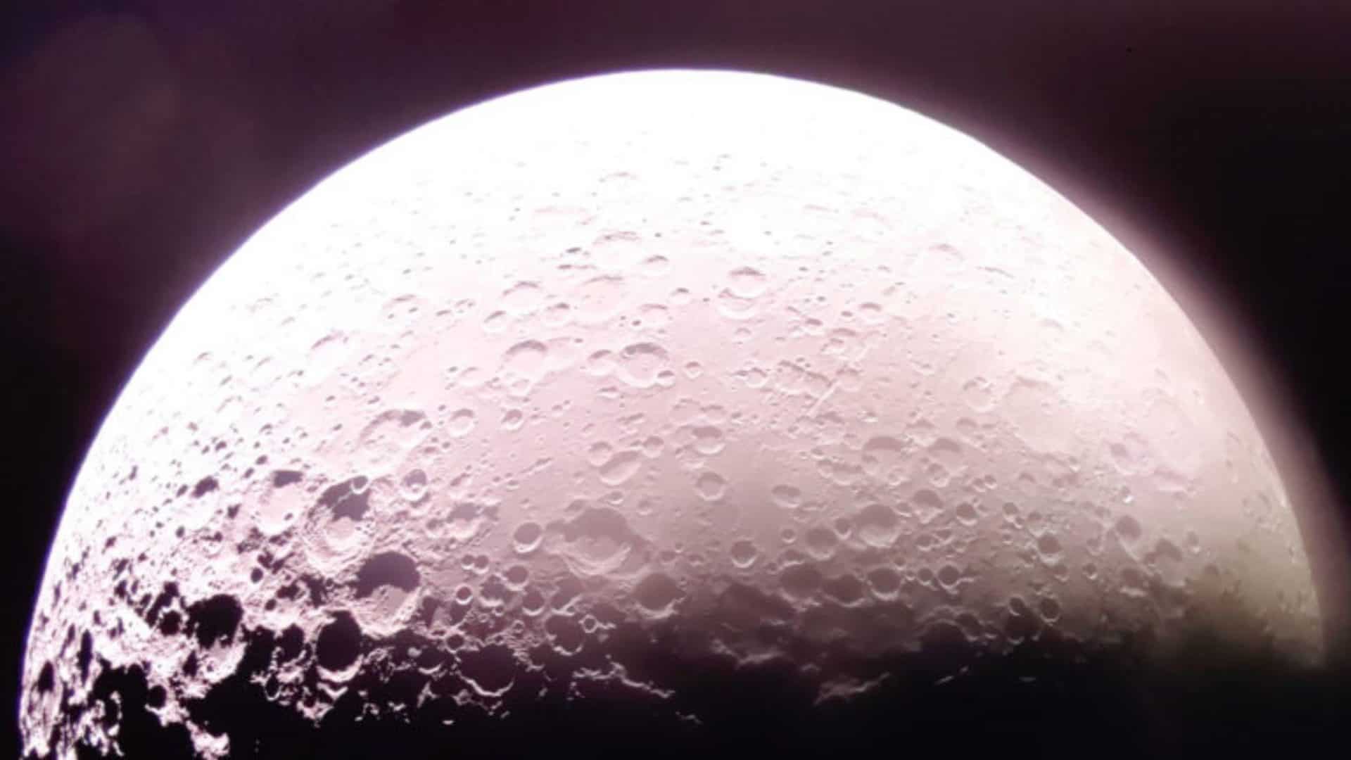 O módulo de pouso Blue Ghost da Firefly capturou a imagem da Lua com sua câmera no convés superior. A imagem também mostra o painel solar da nave.