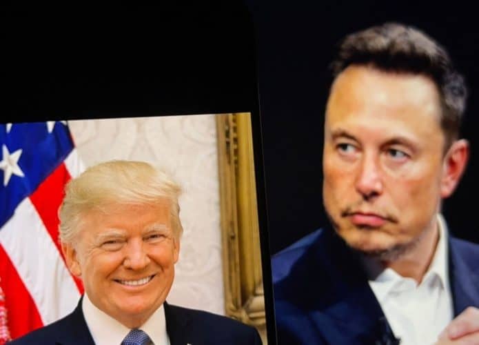 Retrato de Trump e Musk.