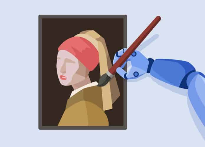 Ilustração exemplifica relação entre IA e arte.