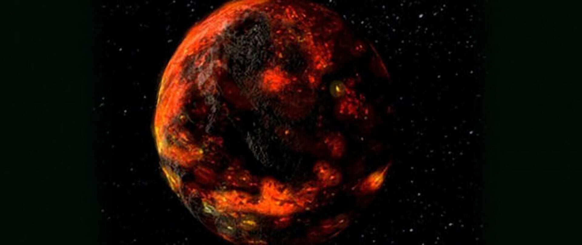 A ilustração de um artista sobre como a lua parcialmente derretida poderia ter sido