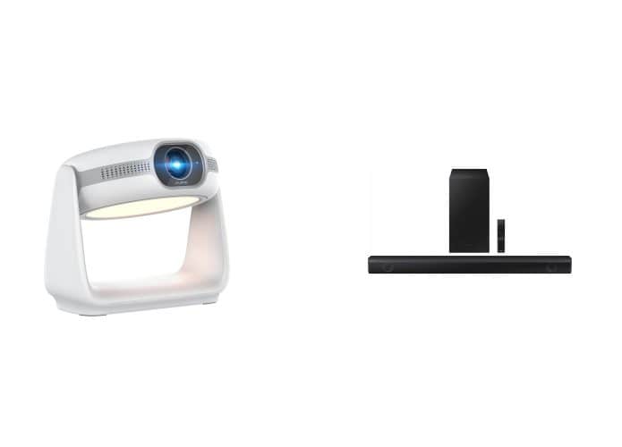 Projetor e soundbar em oferta