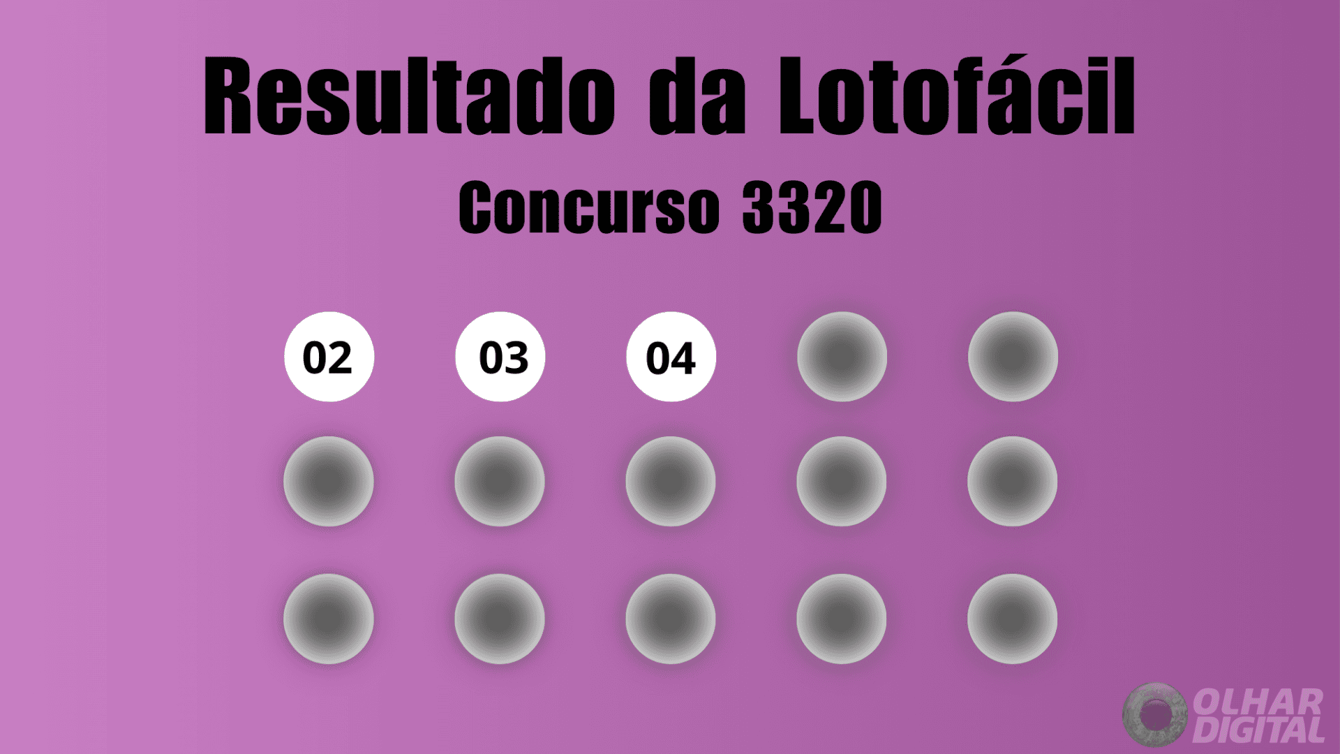 Resultado do concurso 3320 da Lotofácil