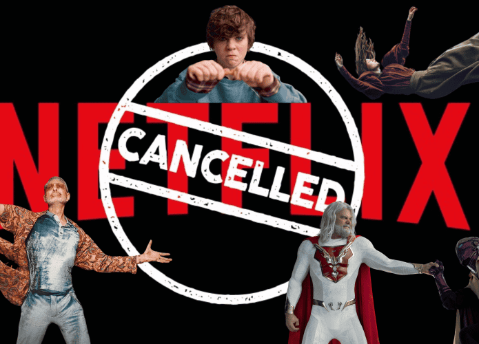 Montagem com personagens de séries canceladas pela Netflix, incluindo 
