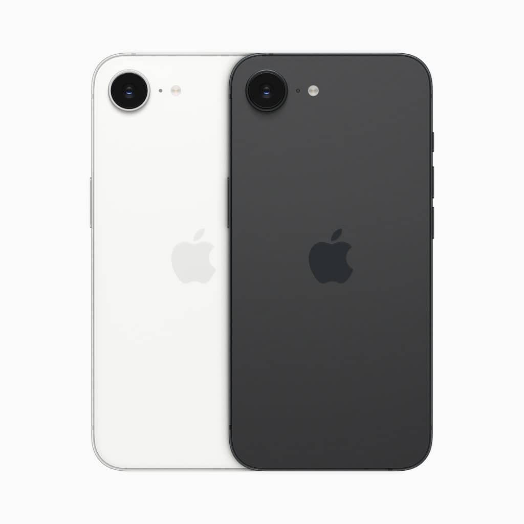 iPhone 16e nas cores preto e branco