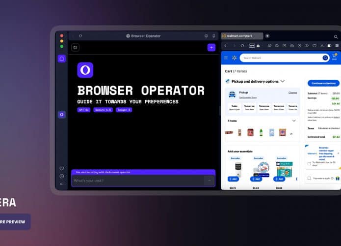 Tela do Opera Browse Operator