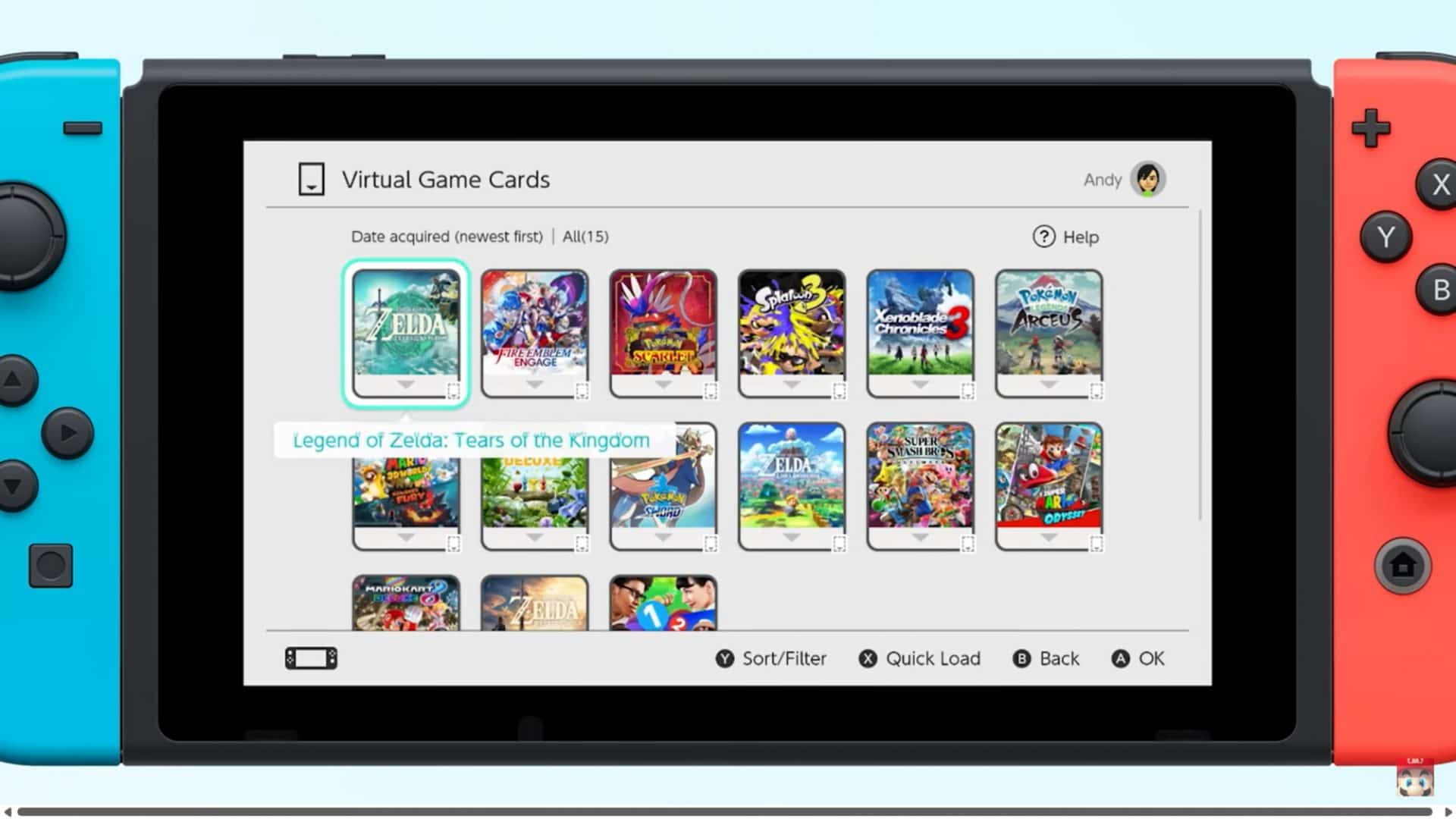Virtual Game Cards no Nintendo Switch