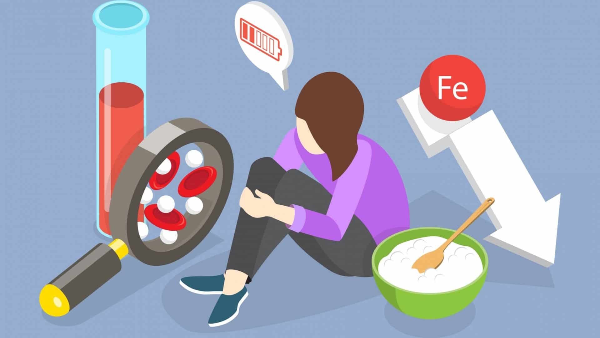 Ilustração Vetorial Plana Isométrica 3D Conceitual de Anemia, Falta de Hemoglobina