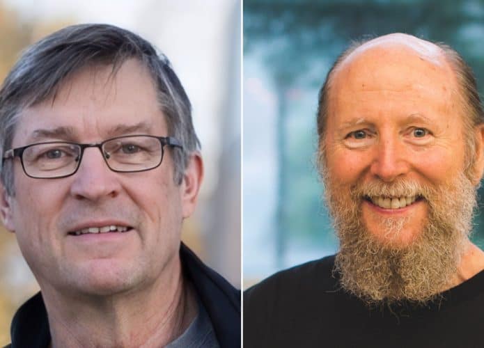 Montagem com fotos de Andrew Barto e Richard Sutton, pioneiros da IA e ganhadores do Prêmio Turing de 2025