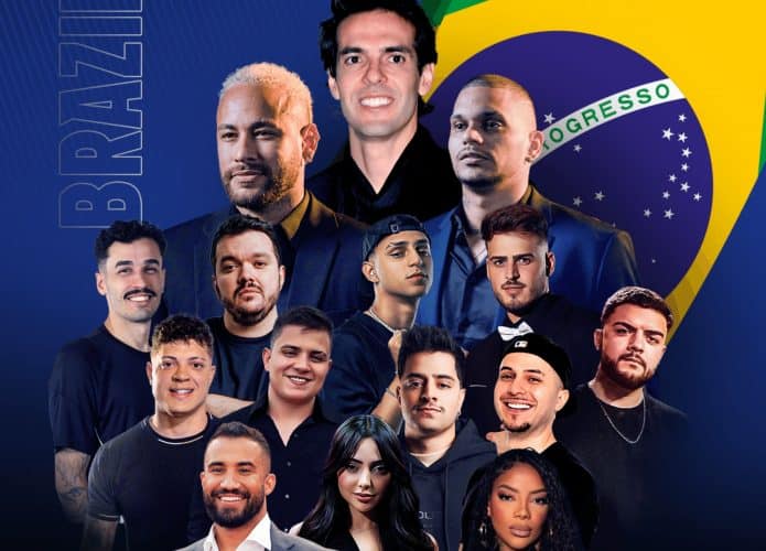 Montagem com pessoas famosas que integram a Kings League Brazil