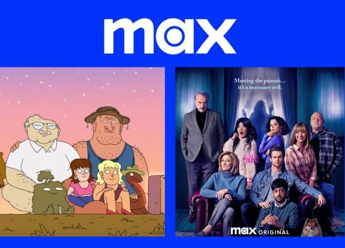 Montagem com pôsteres de Yolo: Rainbow Trinity e Um Terror de Parentes, dois entre os lançamentos da semana de 10 a 16 de março na Max
