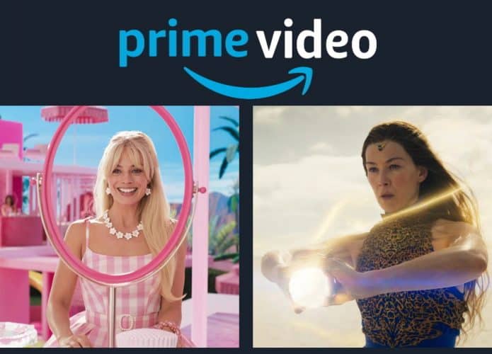 Montagem com imagens de Barbie e da terceira temporada de A Roda do Tempo, dois entre os lançamentos da semana de 10 a 16 de março no Prime Video