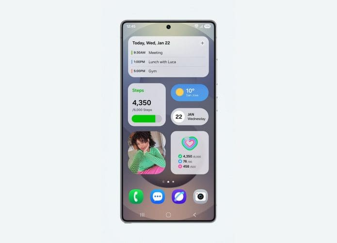Tela inicial do One UI 7 em celular Galaxy da Samsung
