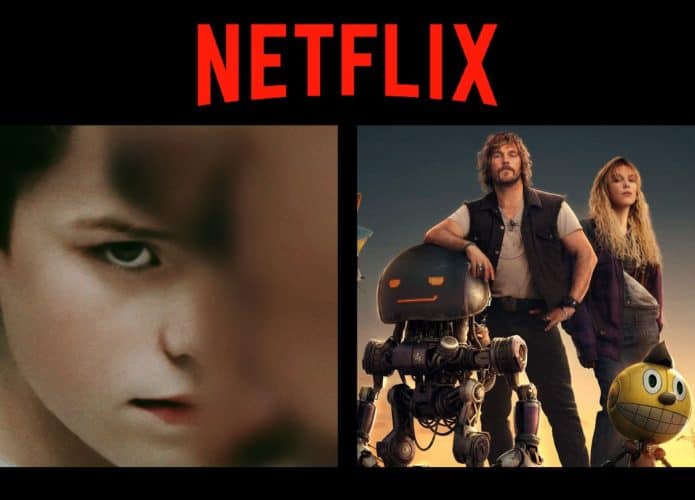 Montagem com pôsteres de Adolescência e The Electric State, dois entre os lançamentos da semana de 10 a 16 de março na Netflix