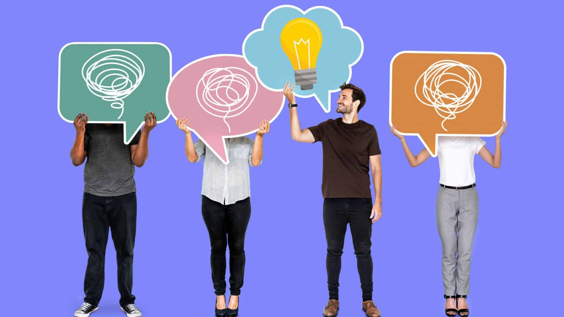 imagem mostra ilustrações sobre brainstorm