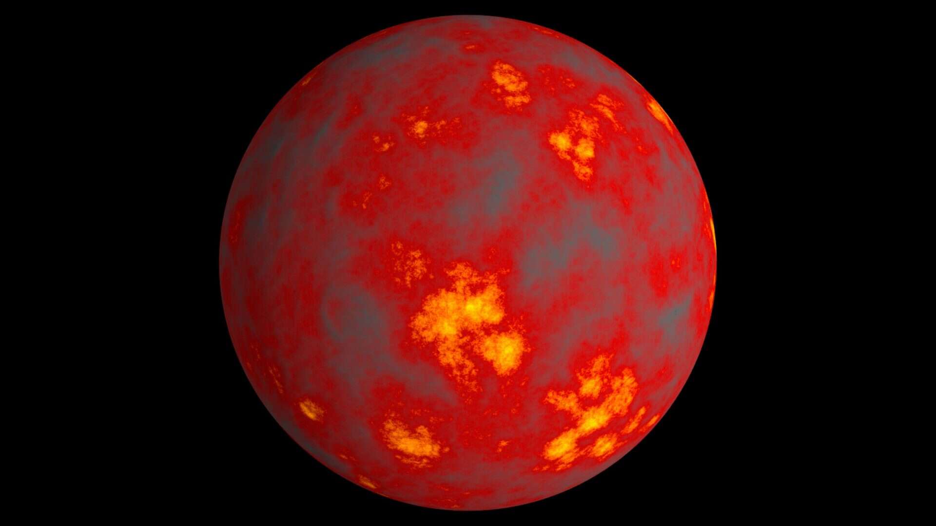 Ilustração da Lua coberta por um oceano de magma