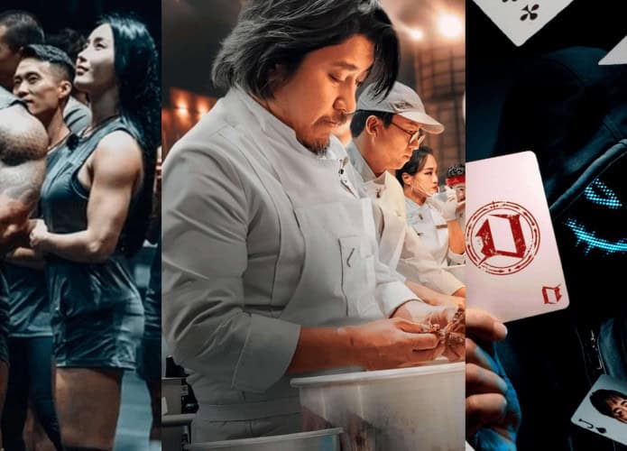Cenas de A Batalha dos 100, Guerra Culinária e O Jogo do Diabo (Netflix/reprodução)