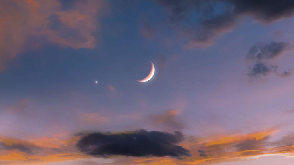 Vista do céu com a lua