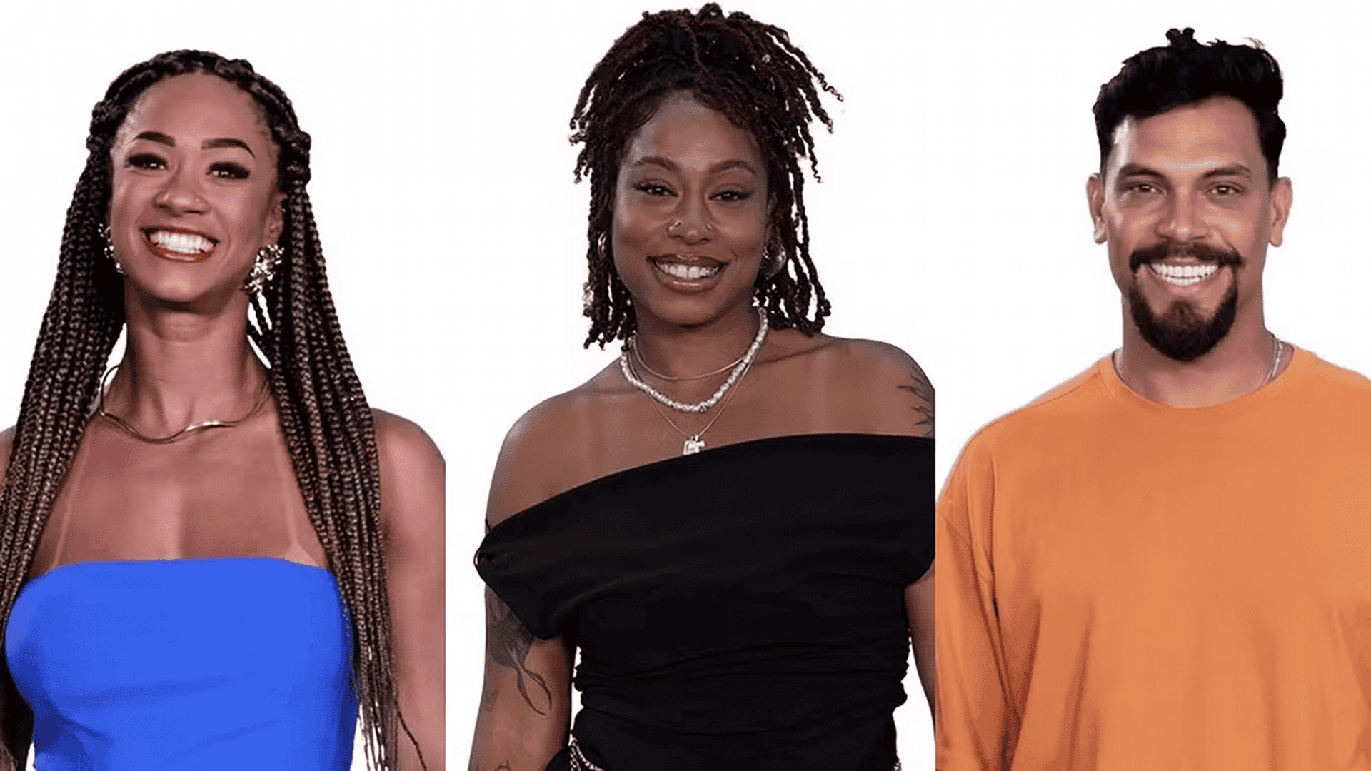 Aline, Thamiris e Vinícius lado a lado